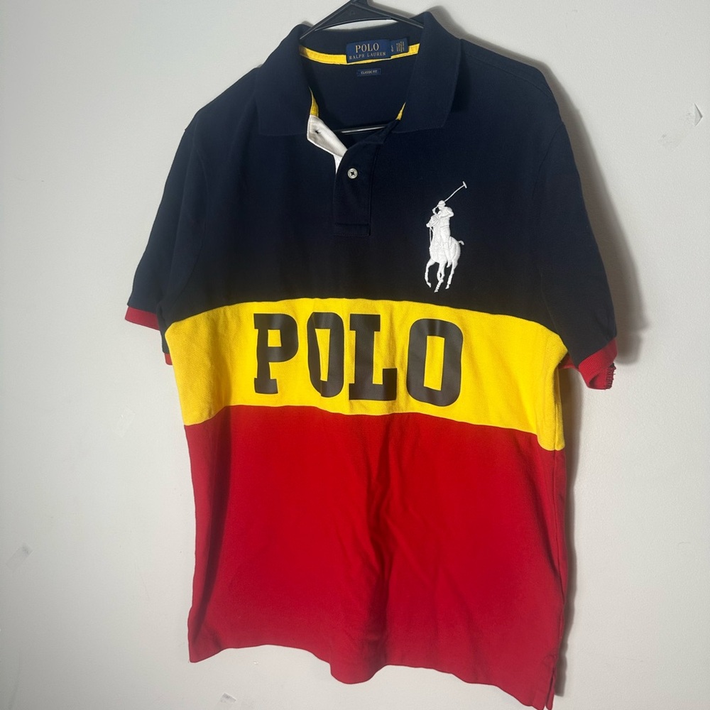 Ralph Lauren Navy and Yellow Polo Shirt